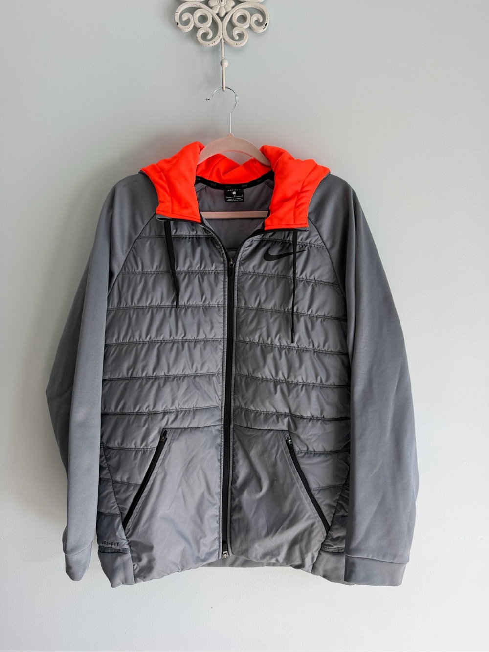 Nike Therma-Fit Quilted Jacket with Bright Orange Hood